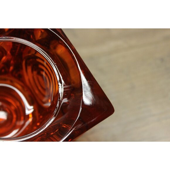 VIKING GLASS Bull’s Eye Candle Holder Orange‎ Persimmon Glimmer MCM Decor - Picture 8 of 12